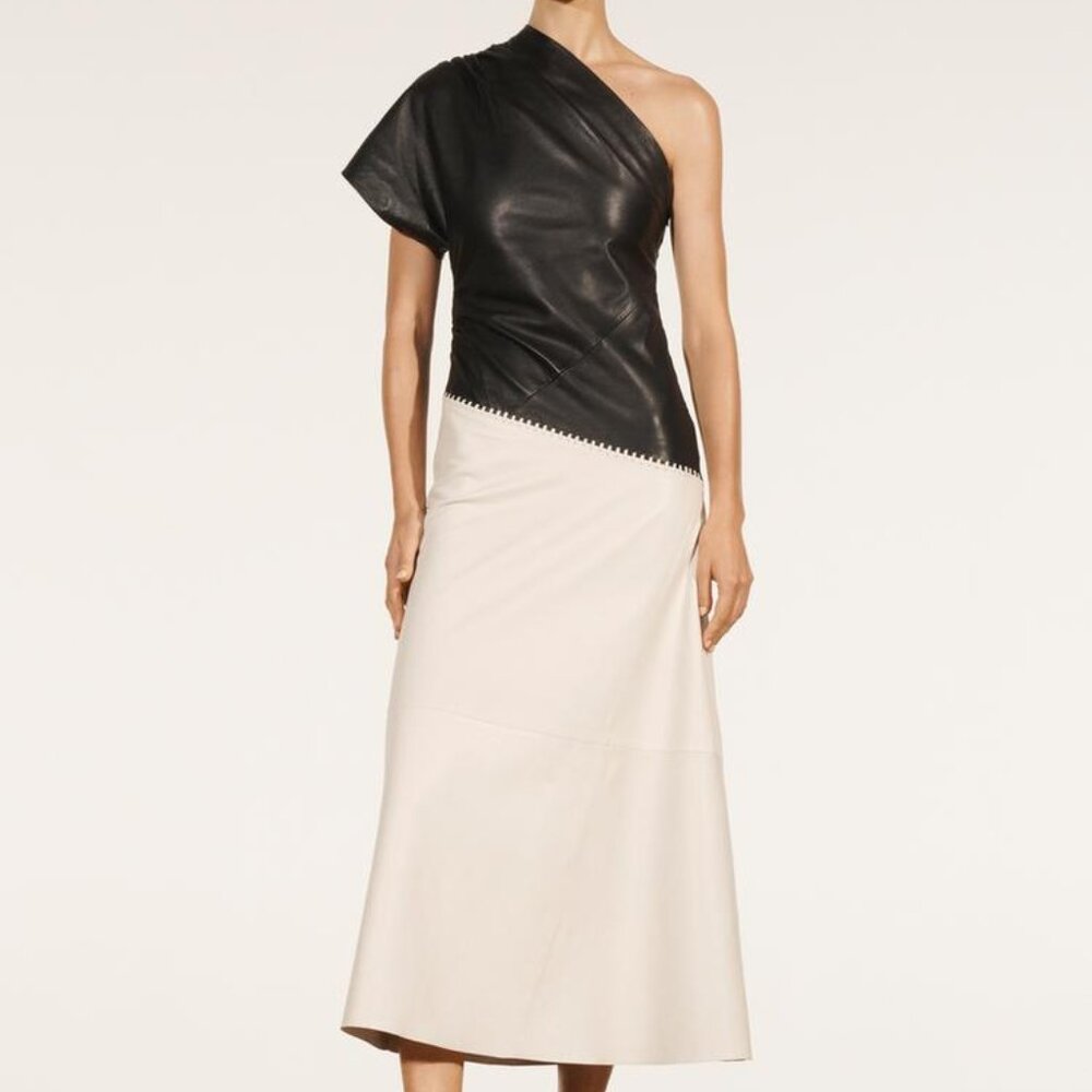 ZARA GENUINE LEATHER ASYMMETRIC DRESS LIMITED EDITION SZ XS - Picture 13 of 13